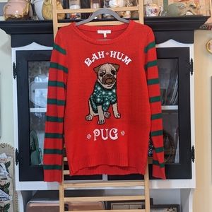 Bah Hum Pug holiday sweater